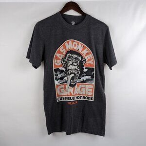 Gas Monkey Unisex Gray Graphic Print T-Shirt Garage Custom Built TEXAS, Size S